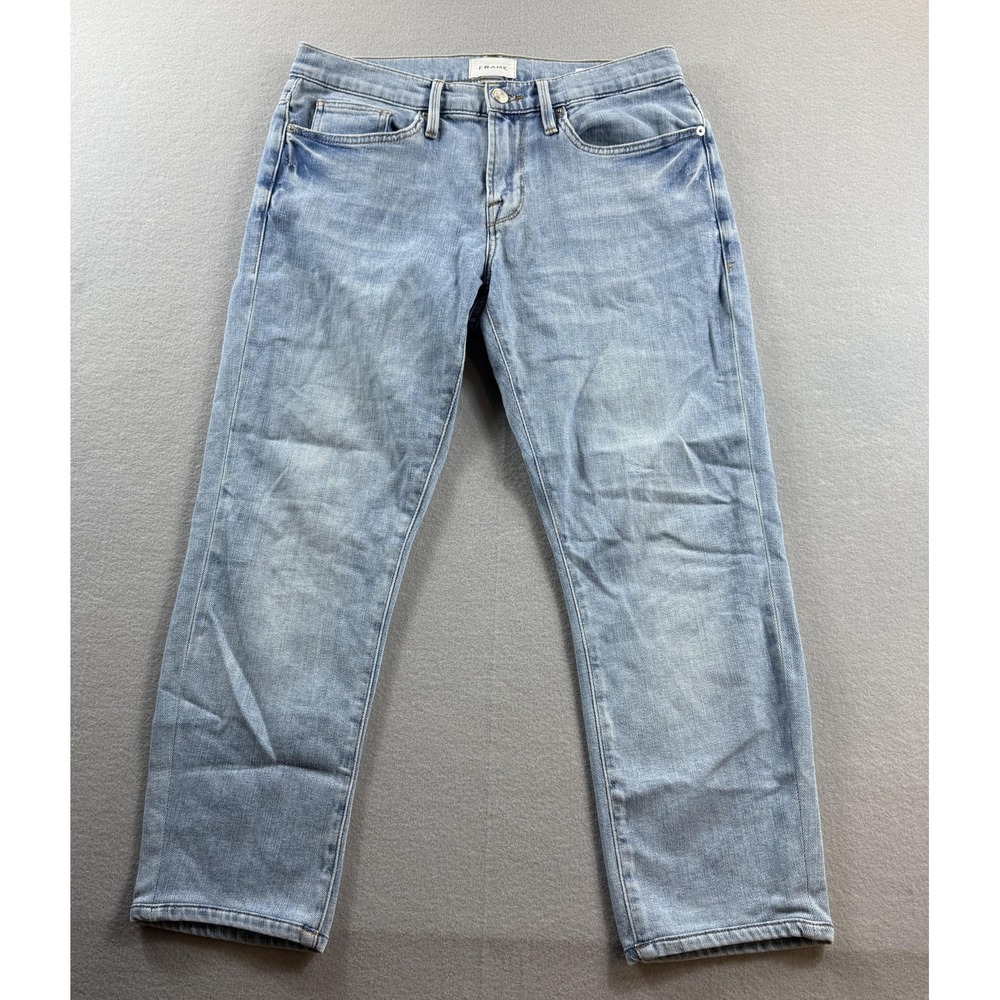 Frame L'Homme Slim Jeans Womens 30x24 Light Wash Blue Slim Tapered Stretch Ankle
